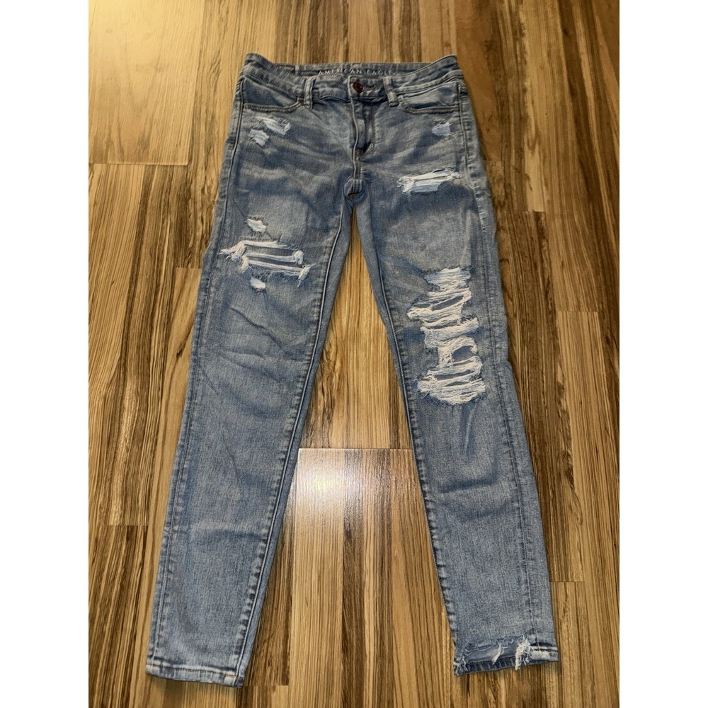 American Eagle Sz 2‎ Jeans Next Level Stretch Jegging Raw Hem